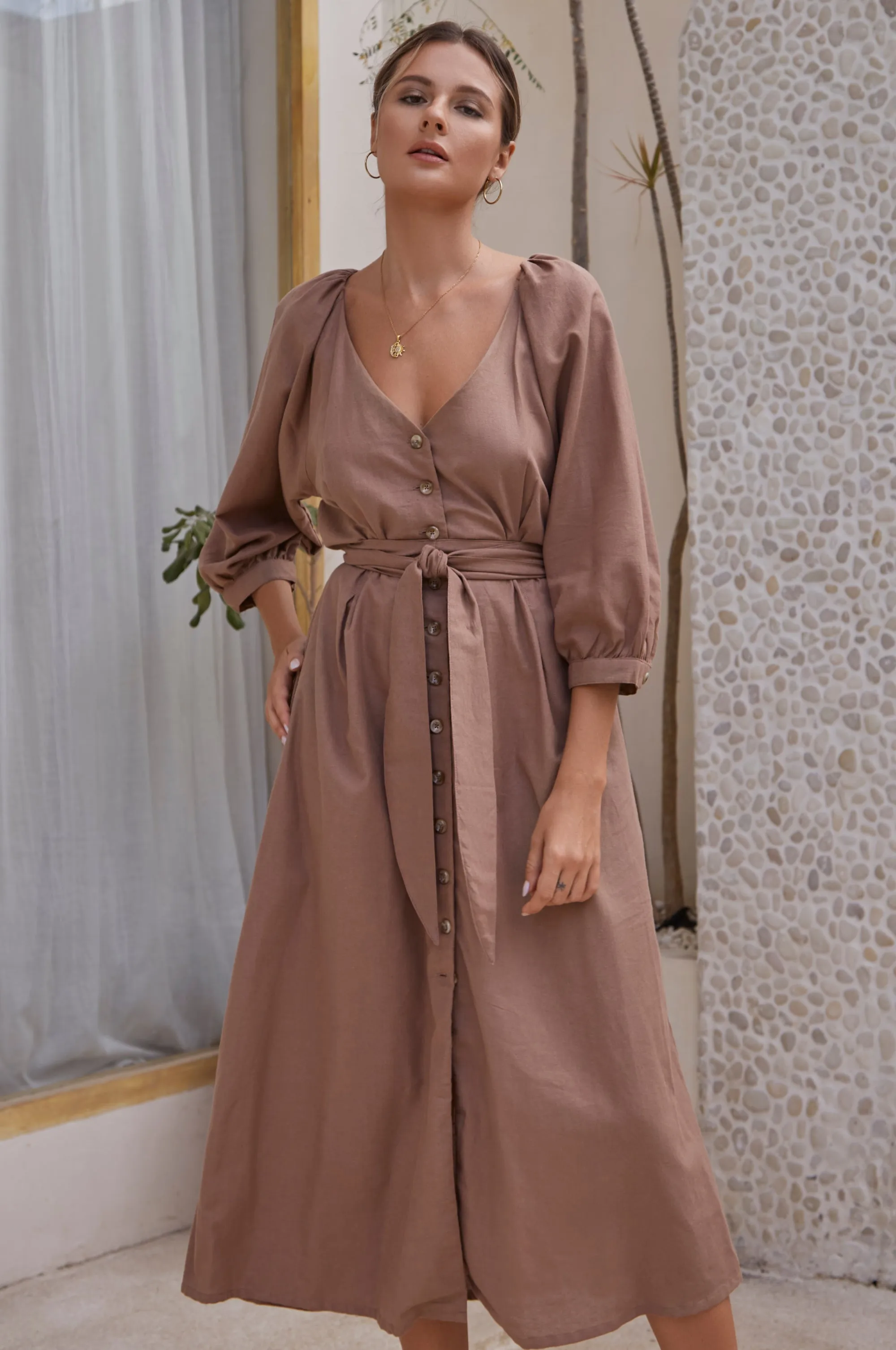 Selene Belted Midi Dress
