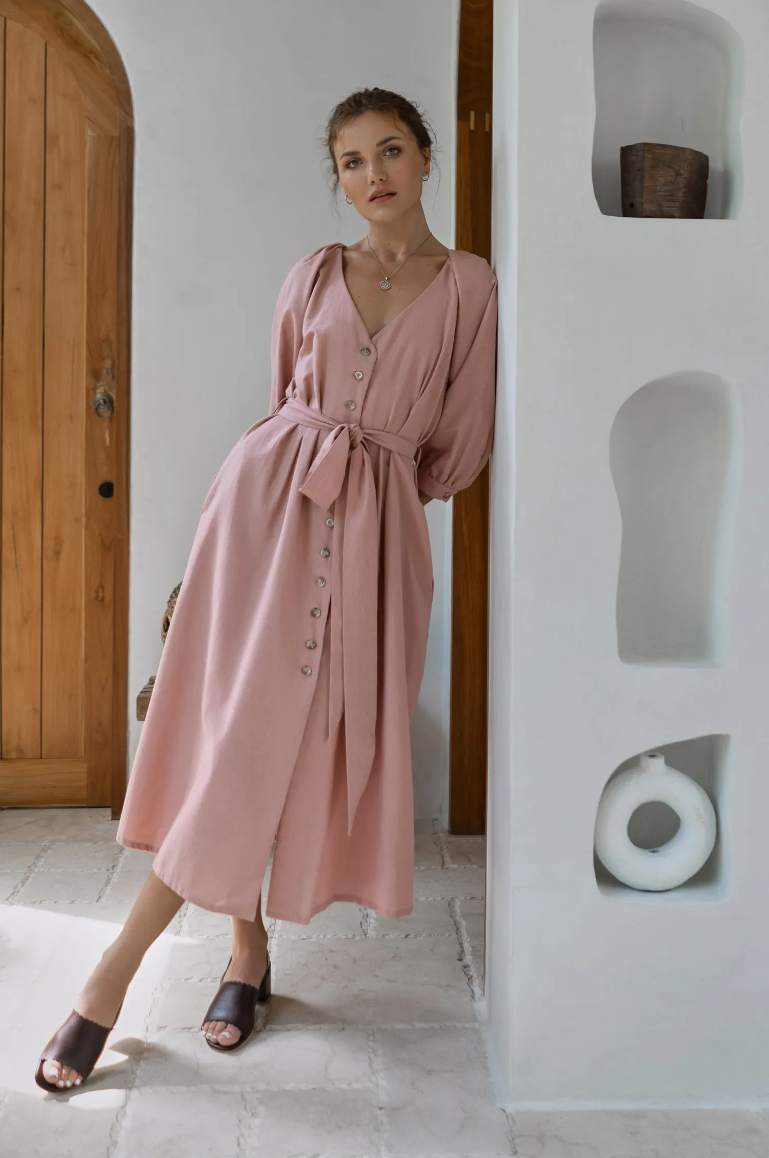 Selene Belted Midi Dress
