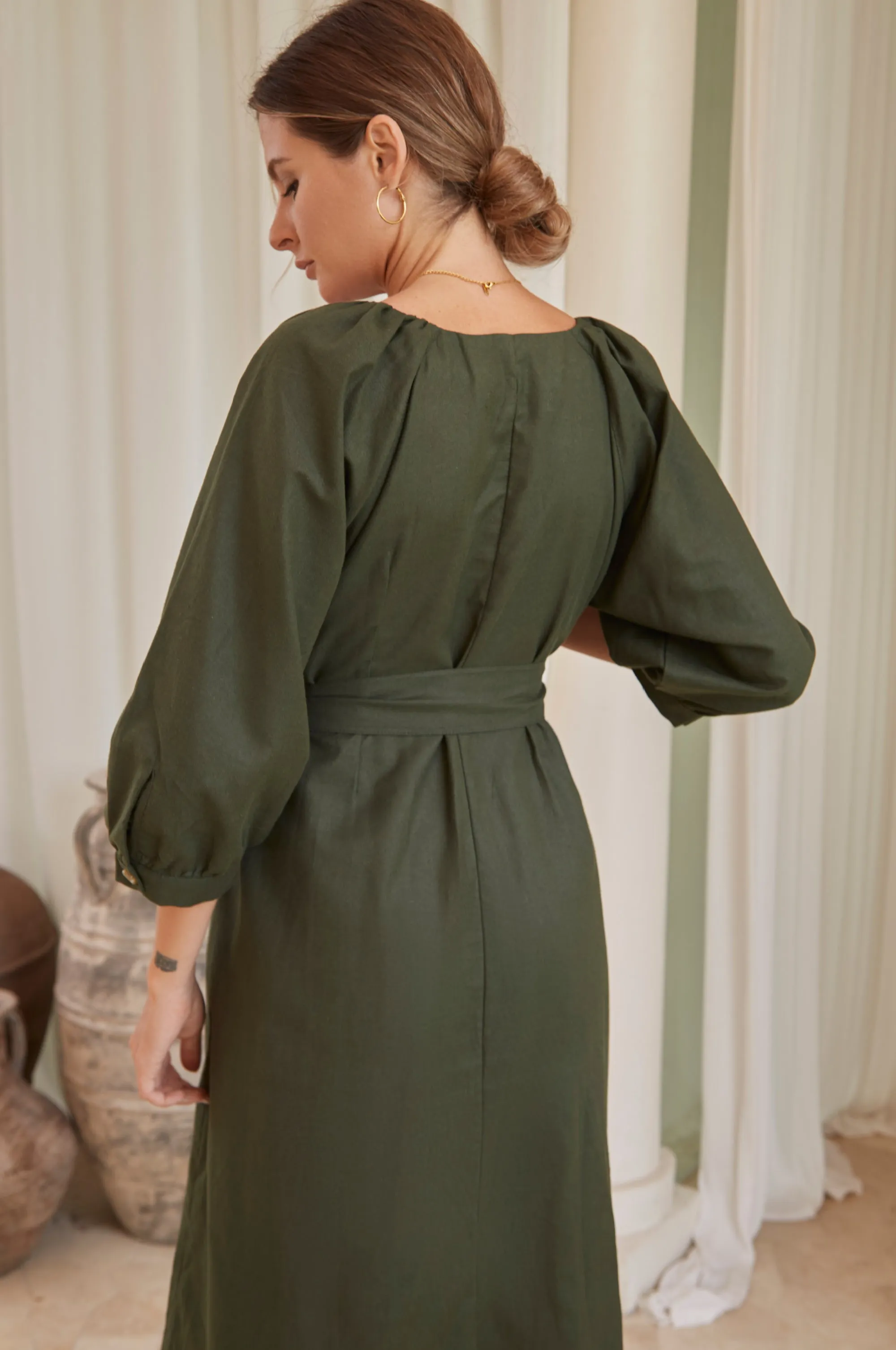 Selene Belted Midi Dress