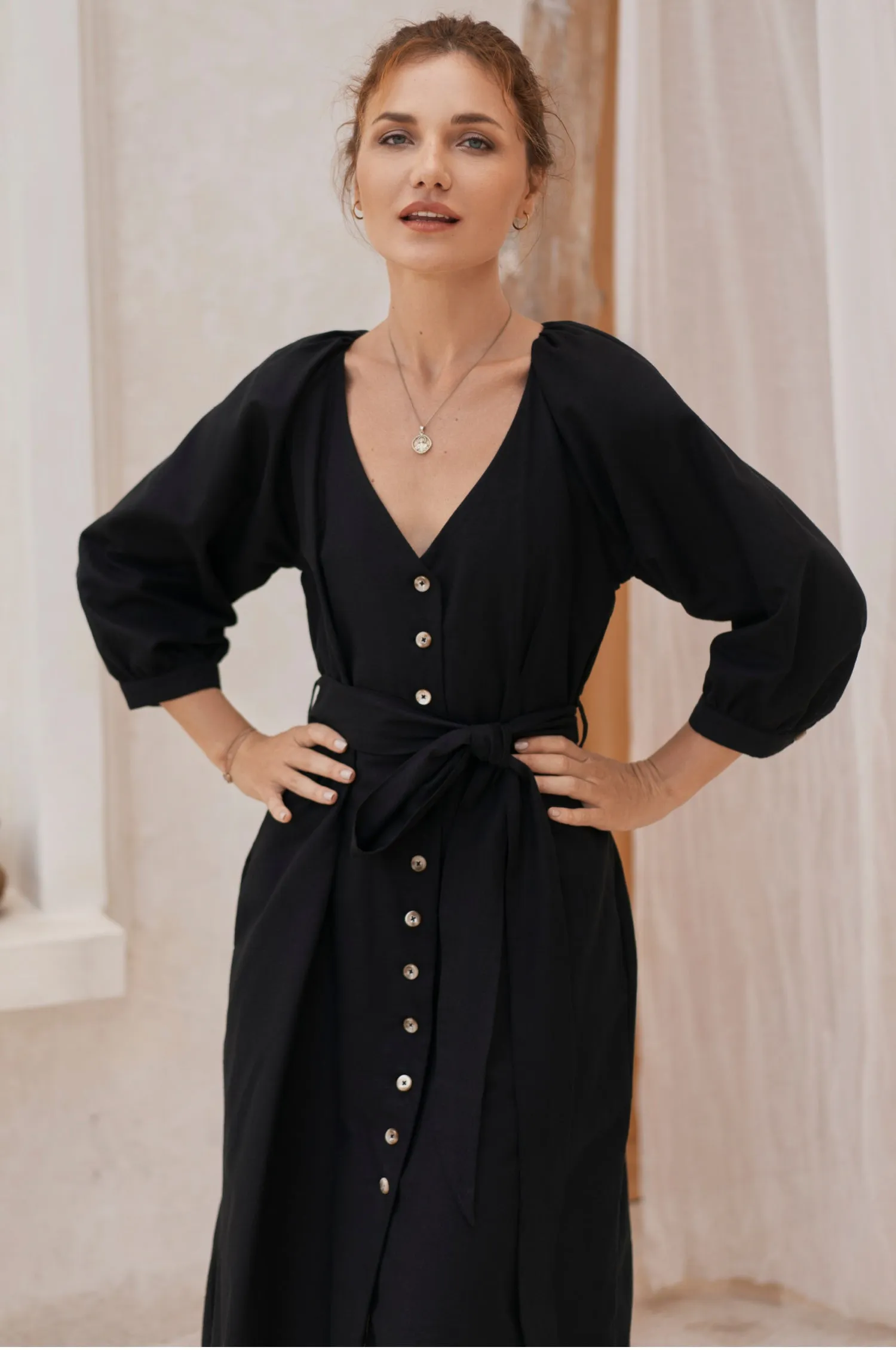 Selene Belted Midi Dress