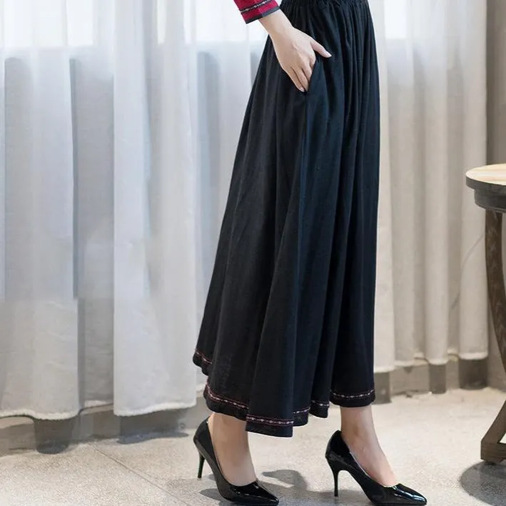 Signature Cotton Full Length Traditional Chinese Style Expansion Skirt
