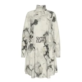 Sixty Eight 93 Logo Black Women's High Neck Long Sleeve Dress #4