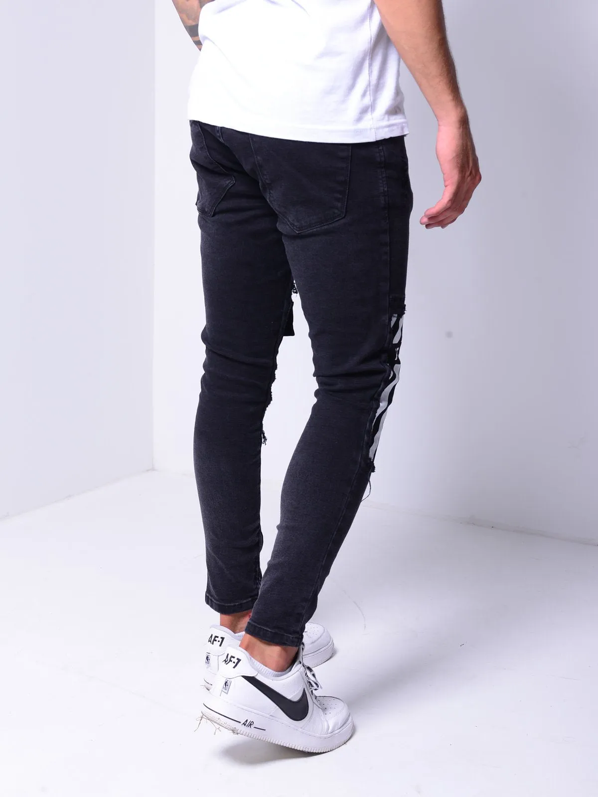 Skinny Jeans Ripped&Repaired Ankle Zipper