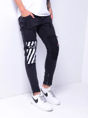 Skinny Jeans Ripped&Repaired Ankle Zipper