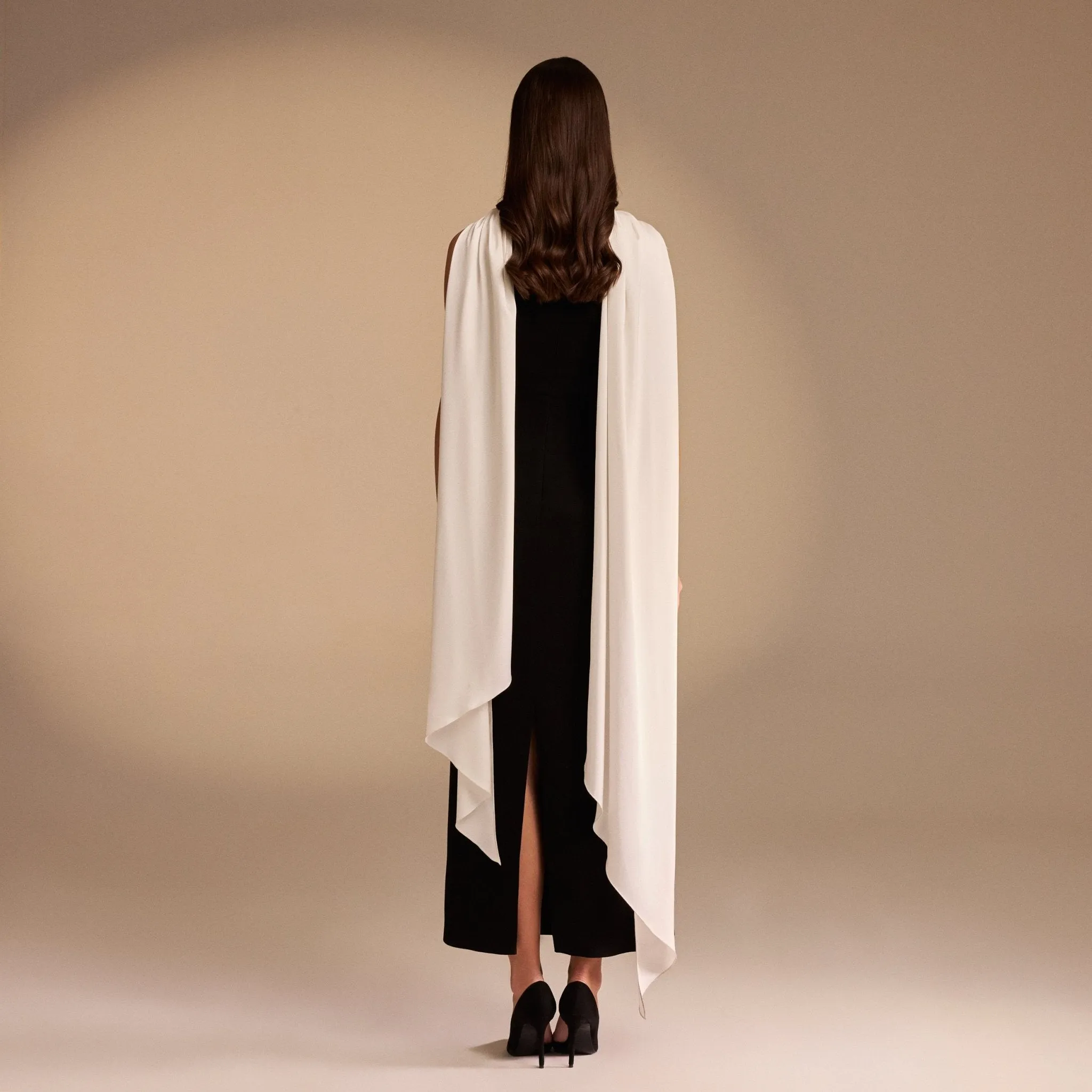 Sleeveless Crepe Maxi Dress With Scarf