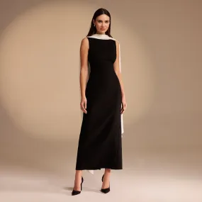 Sleeveless Crepe Maxi Dress With Scarf