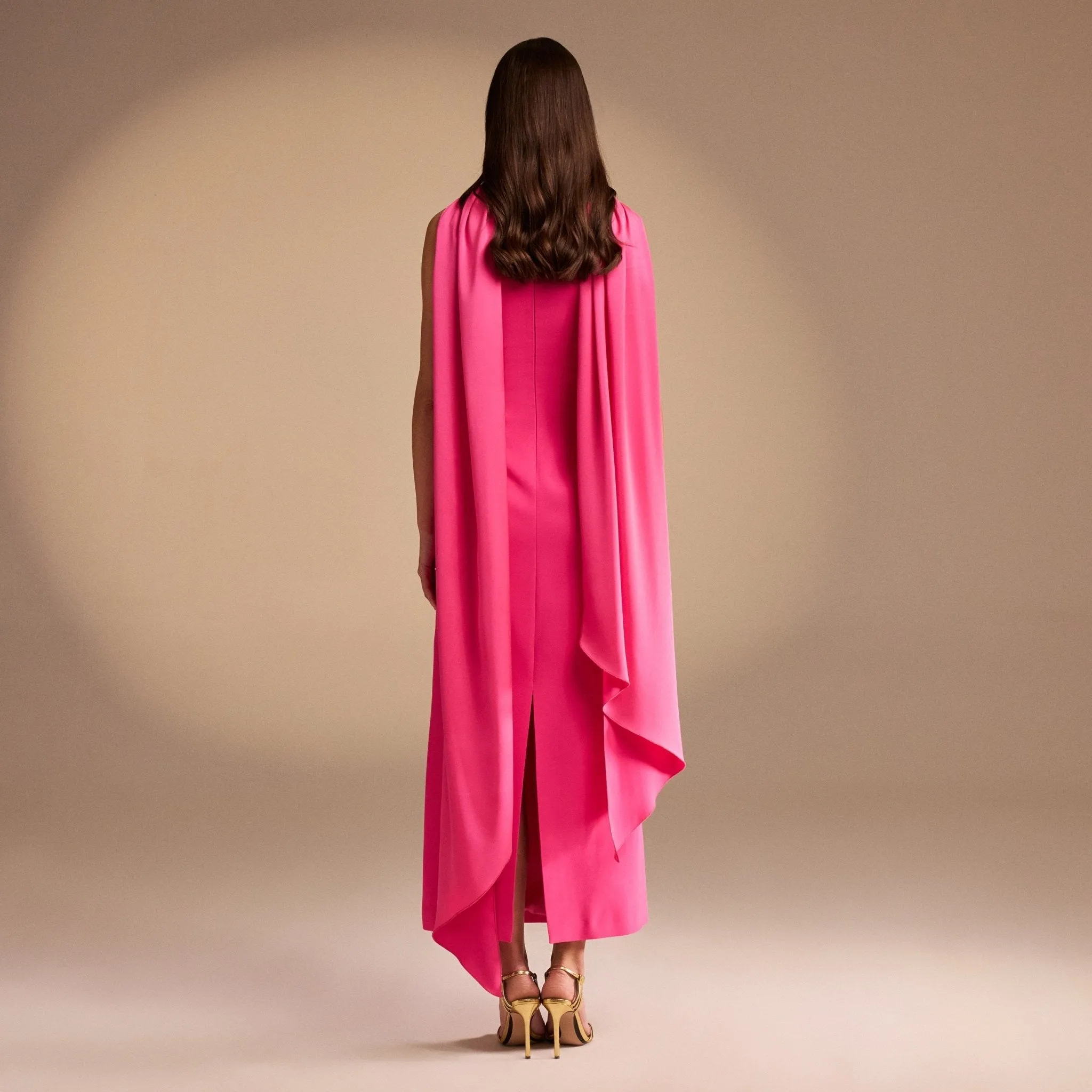 Sleeveless Crepe Maxi Dress With Scarf