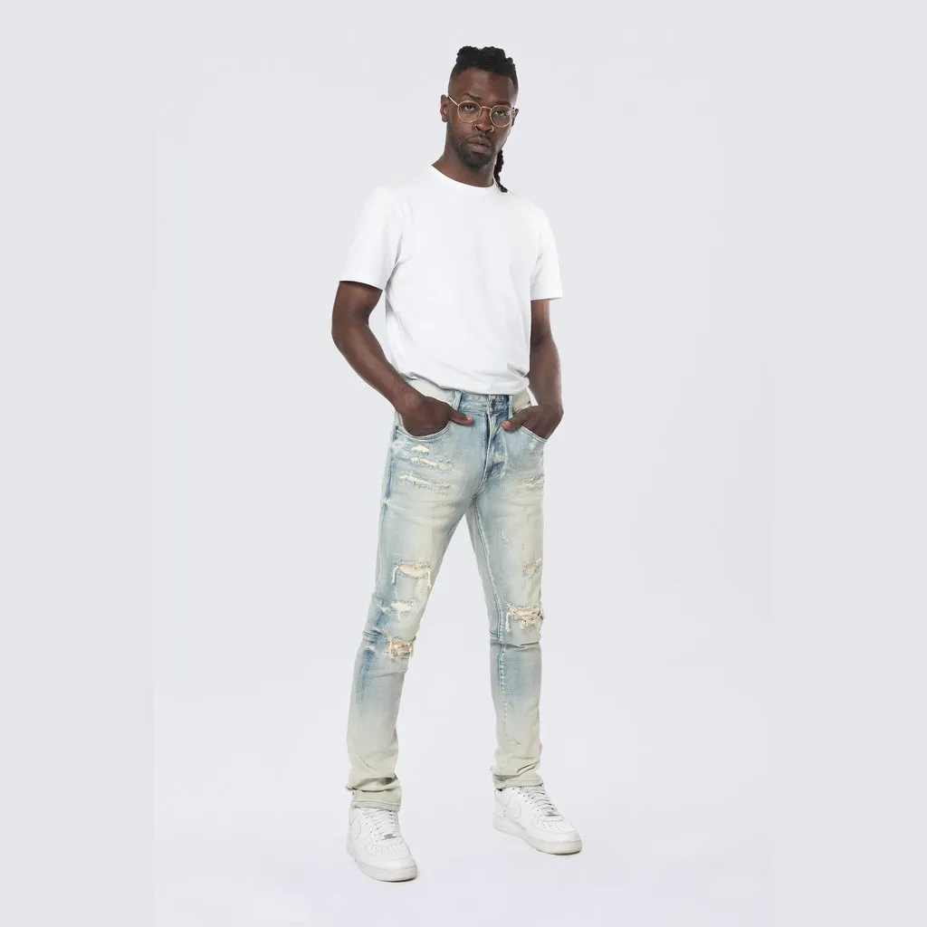 Slim Vintage Washed Jeans - Ombre Blue