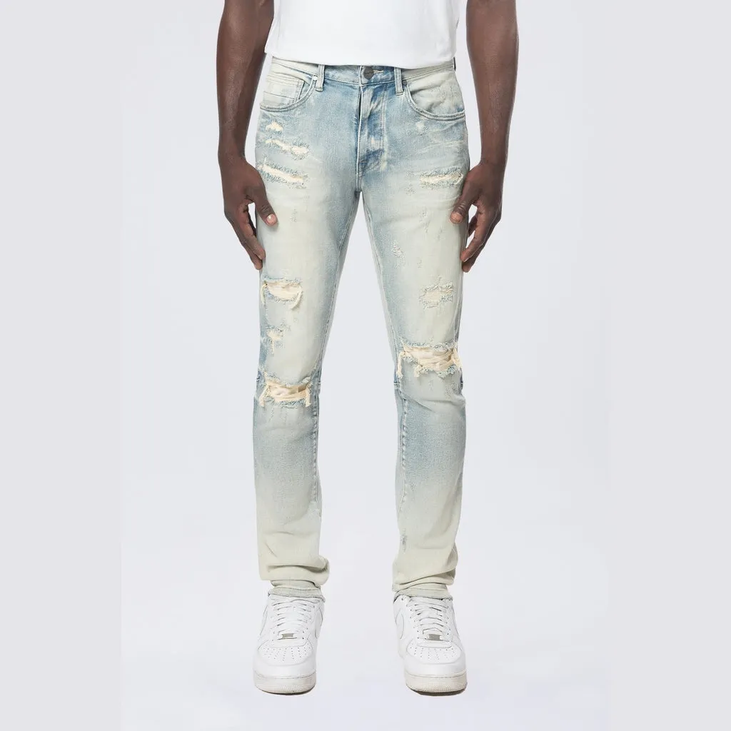 Slim Vintage Washed Jeans - Ombre Blue