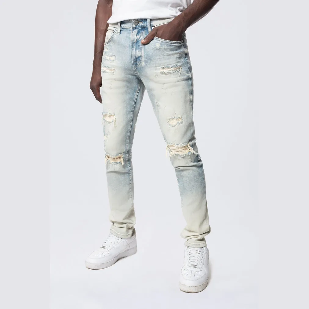 Slim Vintage Washed Jeans - Ombre Blue