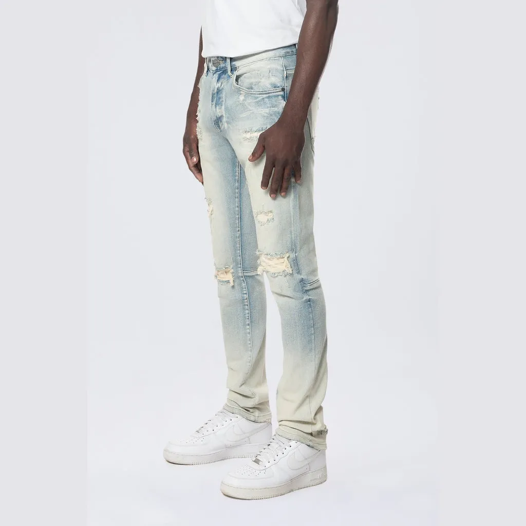 Slim Vintage Washed Jeans - Ombre Blue