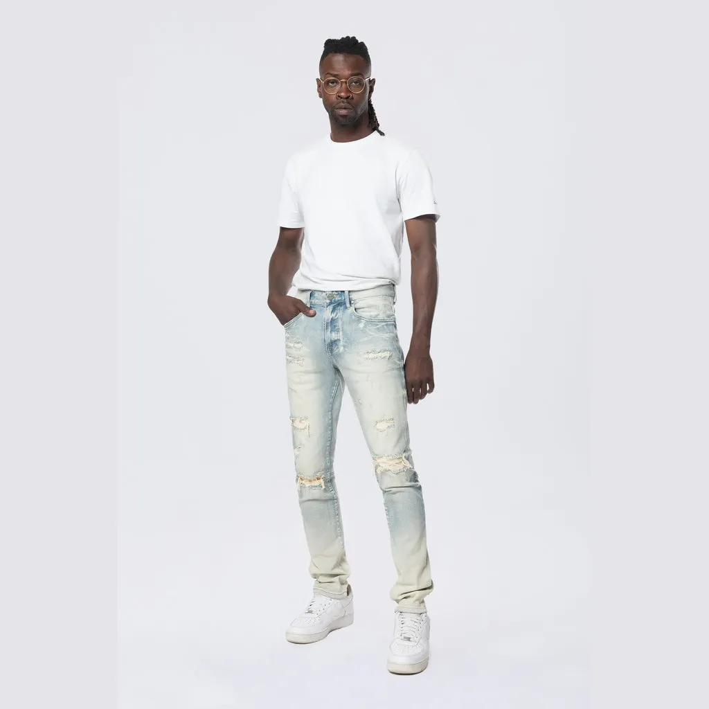 Slim Vintage Washed Jeans - Ombre Blue