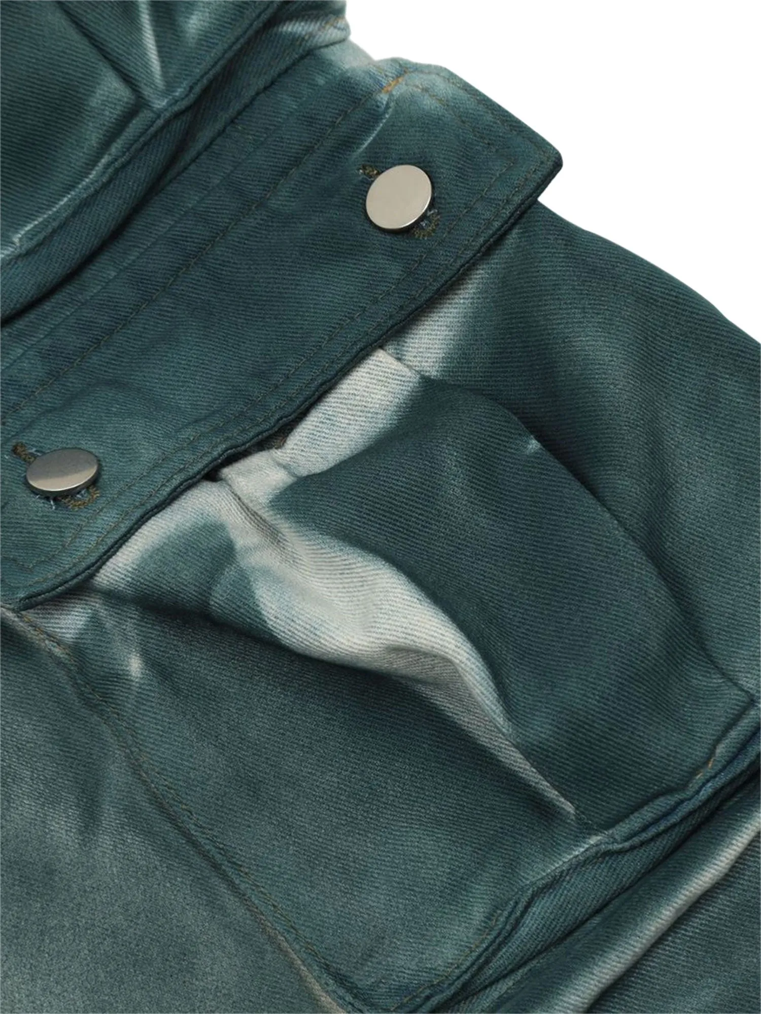 Sneakerhill Gradient Dip Dye Wash Multi-Pocket Cargo Jeans