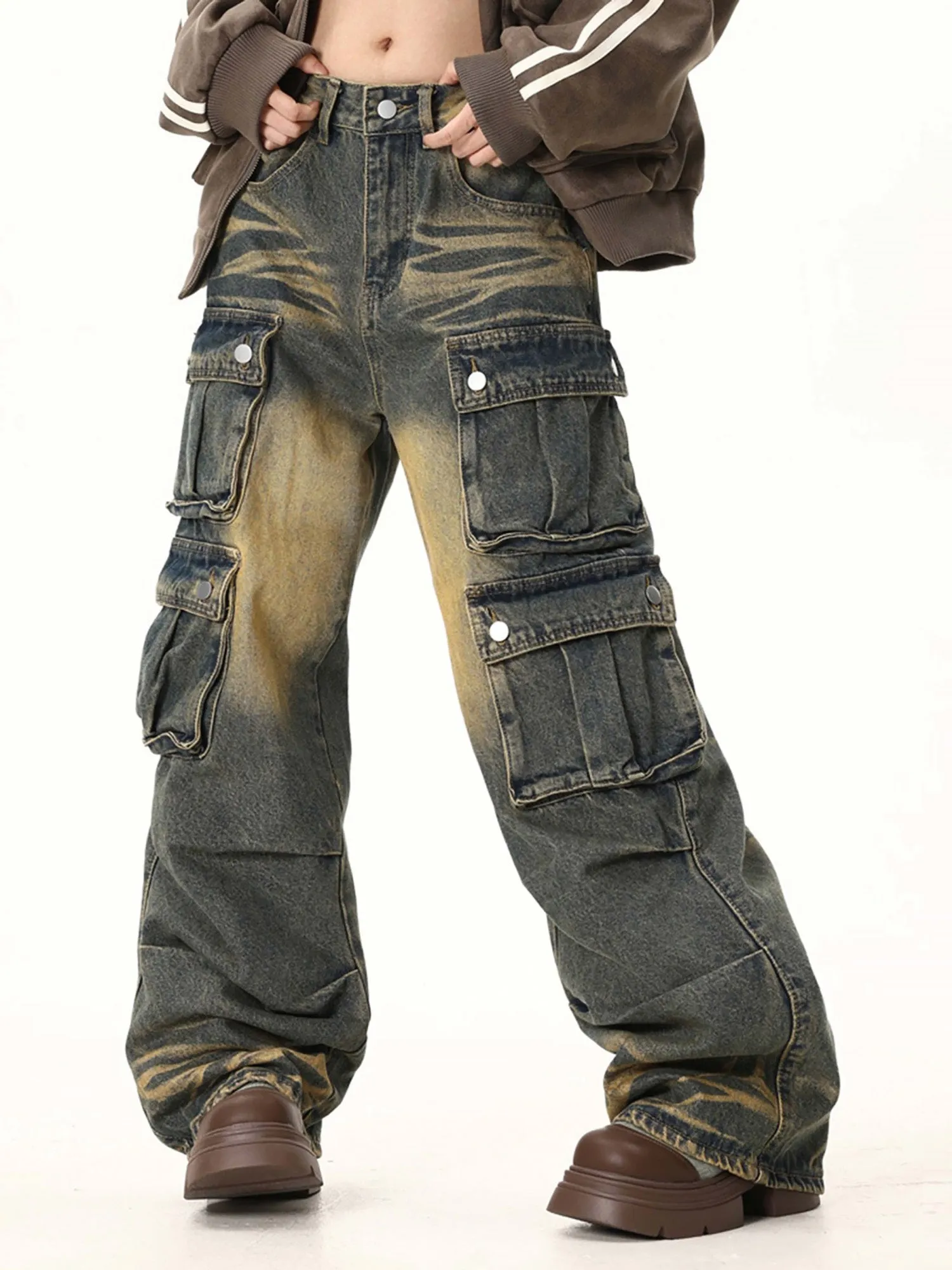 Sneakerhill Multi-pocket Cargo Jeans - 1919