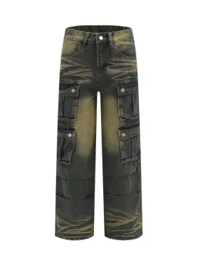 Sneakerhill Multi-pocket Cargo Jeans - 1919