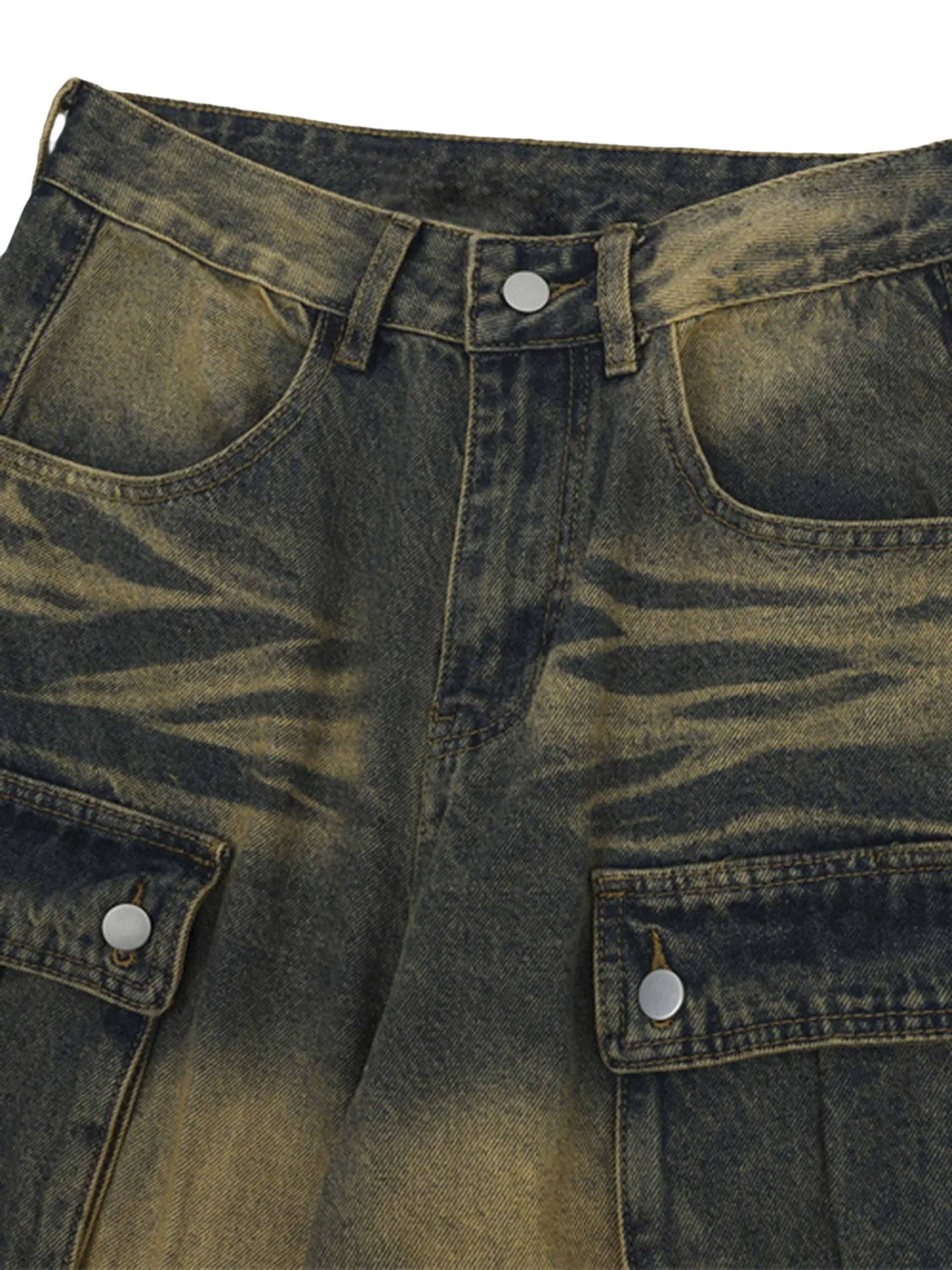 Sneakerhill Multi-pocket Cargo Jeans - 1919