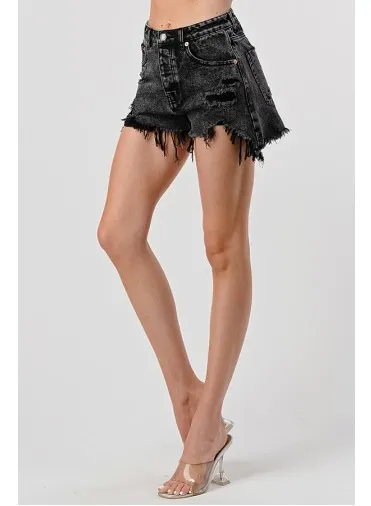Southern Girl High Waisted Vintage Wash Destroyed Denim Shorts