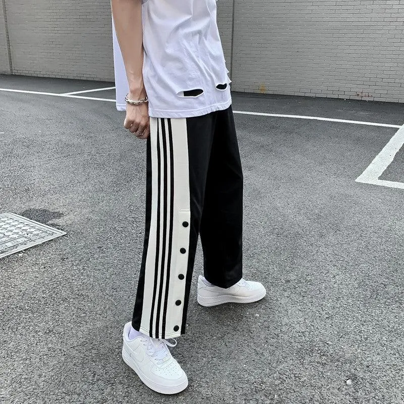 Style Buttoned Straight Leg Sweatpants
