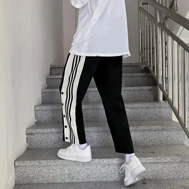 Style Buttoned Straight Leg Sweatpants