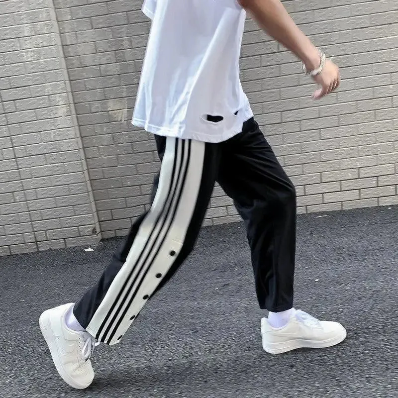 Style Buttoned Straight Leg Sweatpants