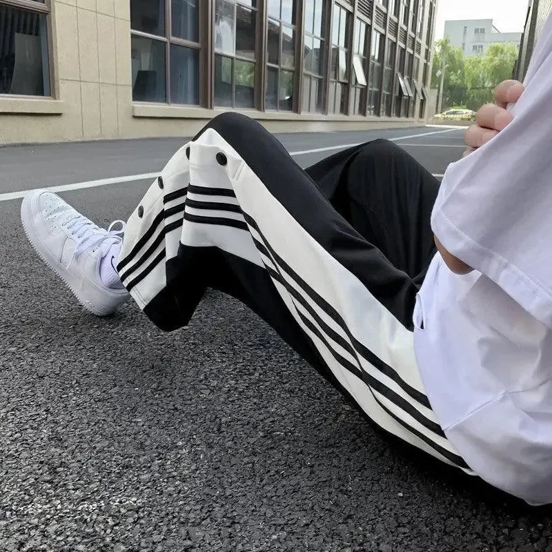 Style Buttoned Straight Leg Sweatpants