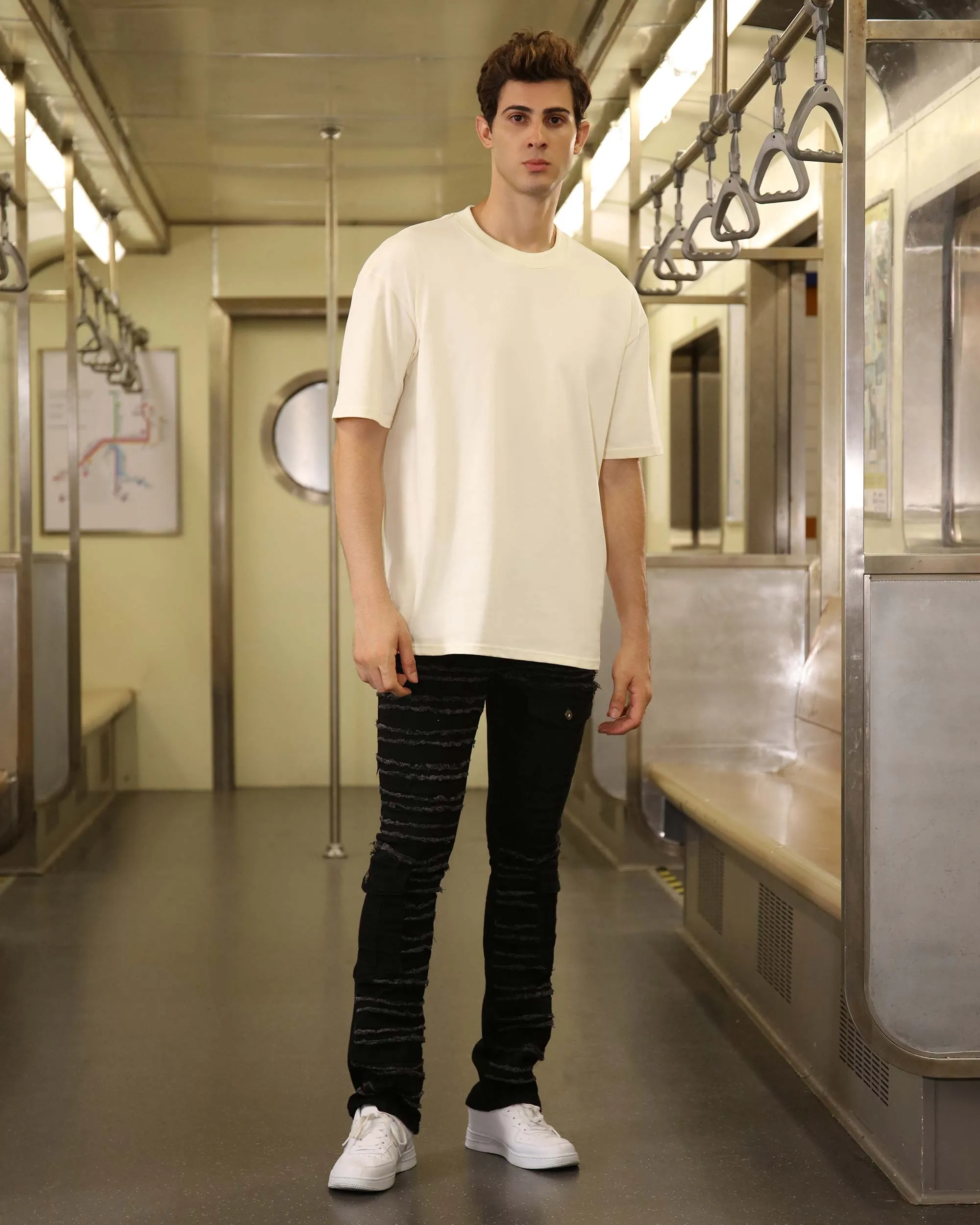 Stylish Raw edge Black Jeans with Side Pocket Detailing-Mexico Local Delivery