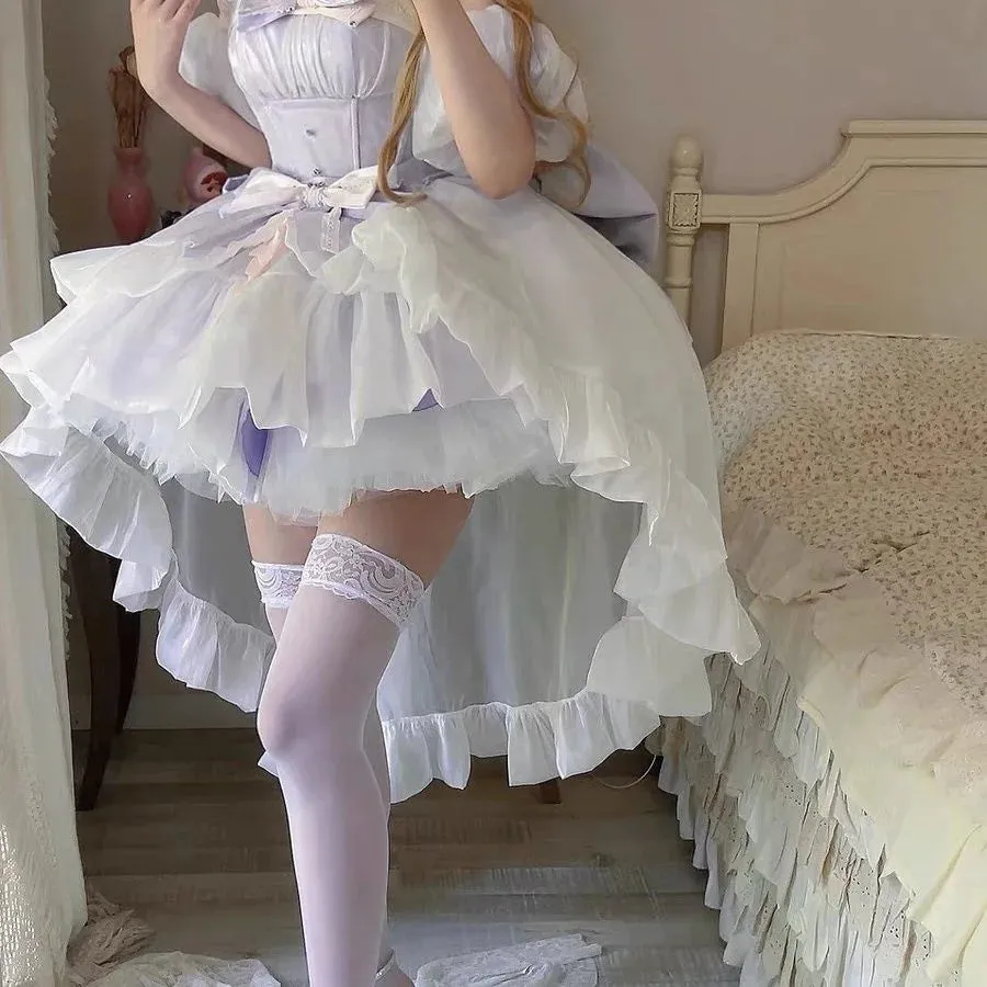 TAVIMART  -  Purple Princess Dress With Hair Clip Ribbon No Ribbon Super Immortal Wearing Princess Skirt Trail Adult Fairy Dress