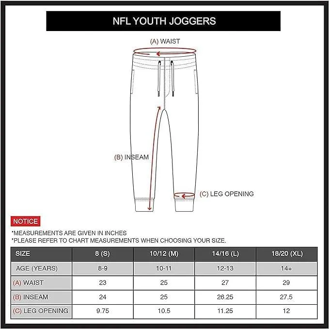 Ultra Game NFL Official Youth Super Soft Supreme Jogger Sweatpants, Washington Commanders, Black Snow|Washington Commanders
