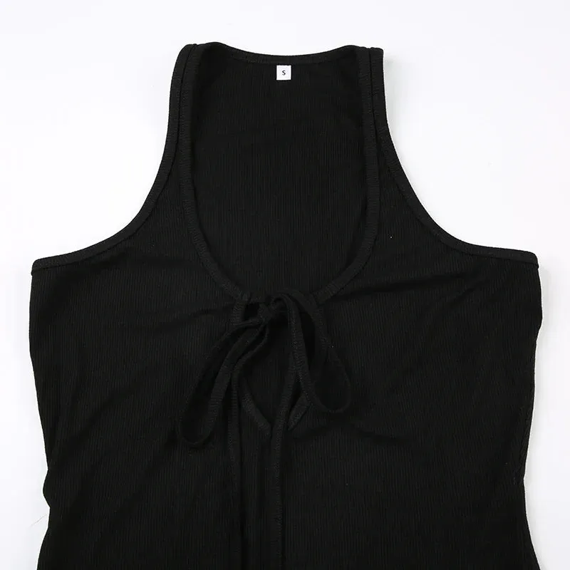 Uniwim Causal Sleeveless Tie Up Long Dress