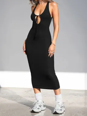 Uniwim Causal Sleeveless Tie Up Long Dress