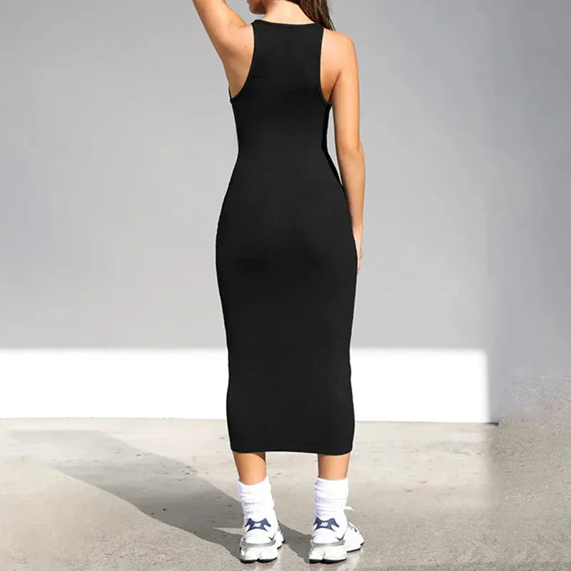 Uniwim Causal Sleeveless Tie Up Long Dress