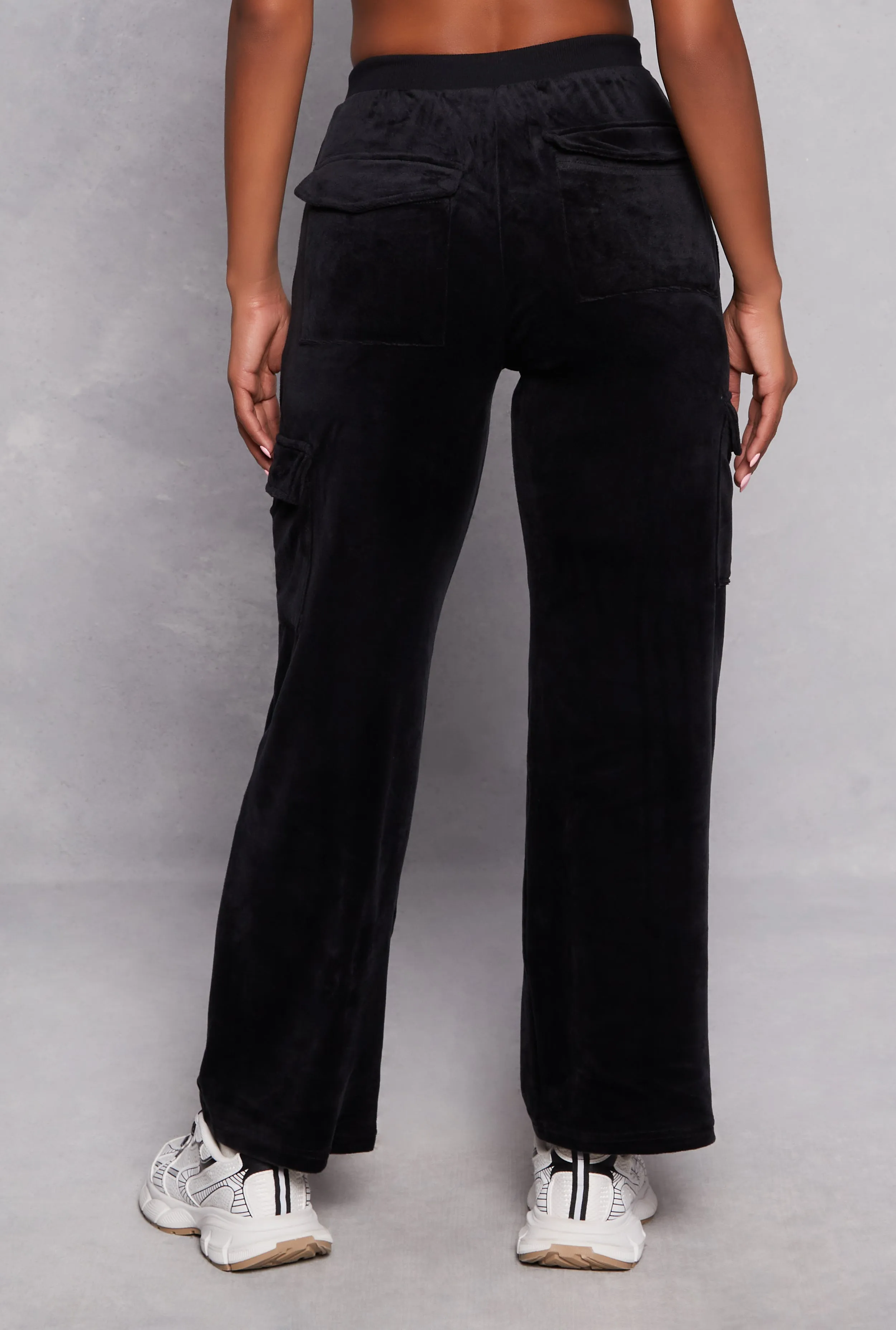 Velour Straight Leg Cargo Sweatpants