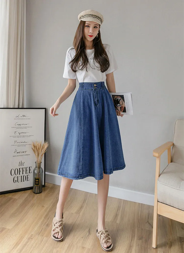 Vintage Elastic High Waist Ladies Denim Skirt