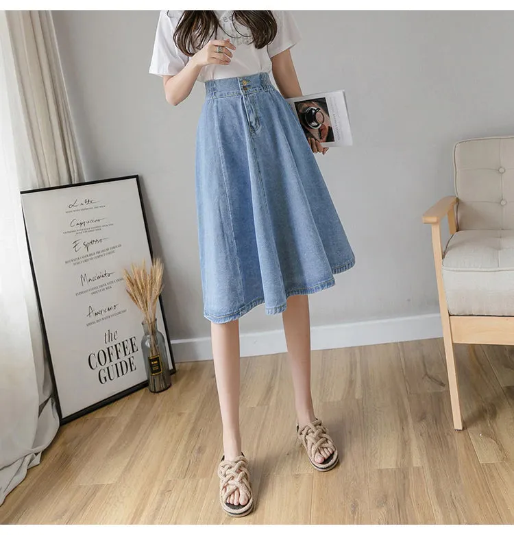 Vintage Elastic High Waist Ladies Denim Skirt