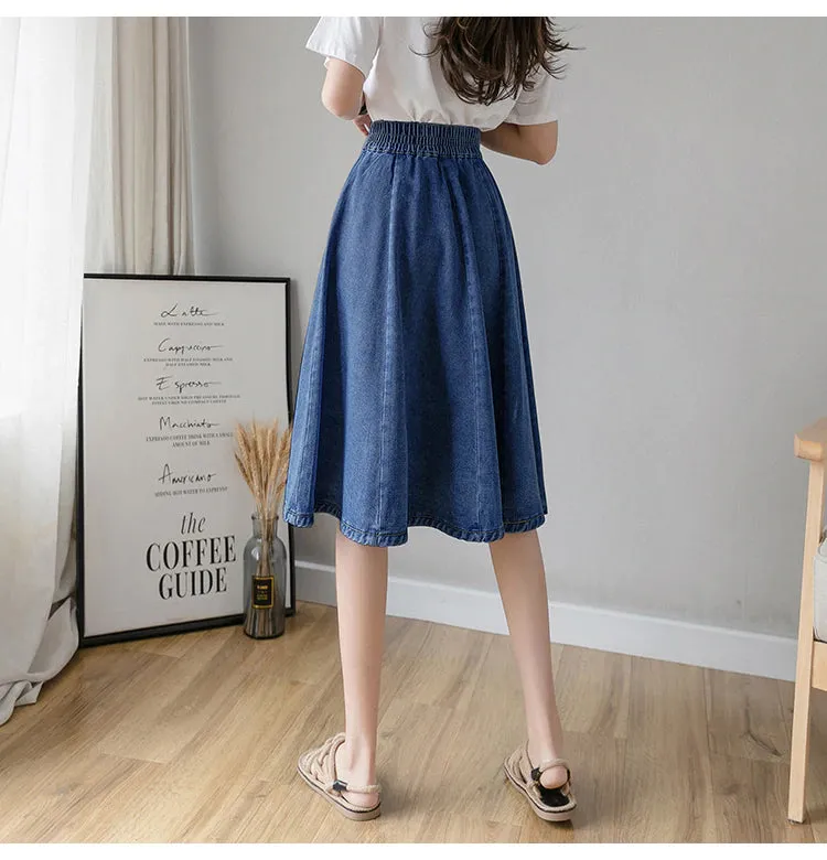 Vintage Elastic High Waist Ladies Denim Skirt