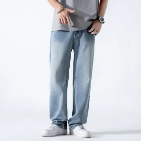 Vintage Jeans Men's Loose Straight Washed Wide Leg – Light Blue Denim Trousers