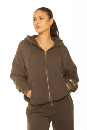 Vintage Oversized Zipper Hoodie Grey