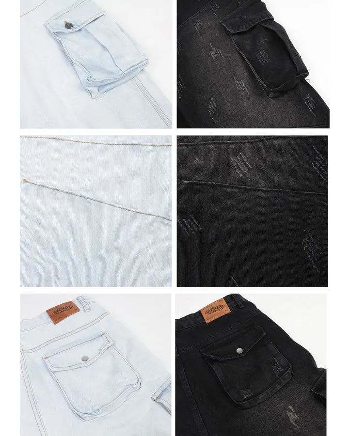Vintage Washed Cargo Pants with Multi-Pocket Design