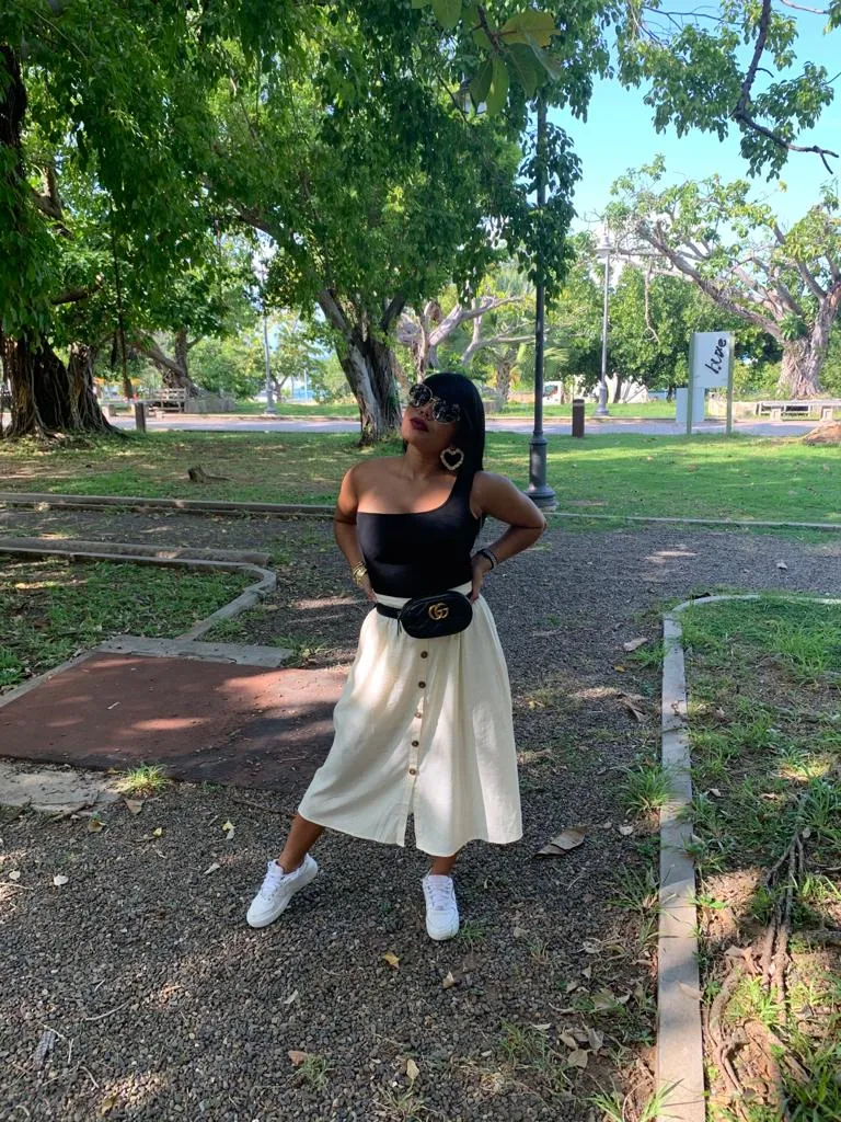 White midi skirt woman clothing
