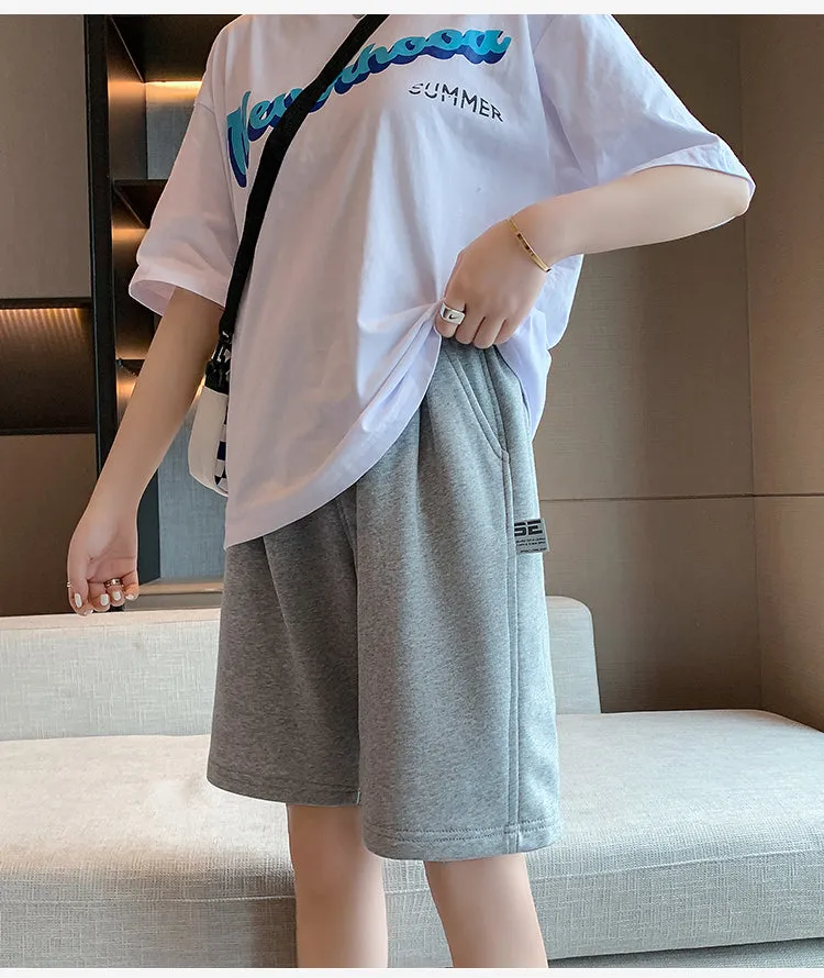 Wjczt Harajuku BF Cool Sport Shorts Women Summer Couple Short Pants Men Street Loose Casual Beach Pants Black Light Gray M-XXL