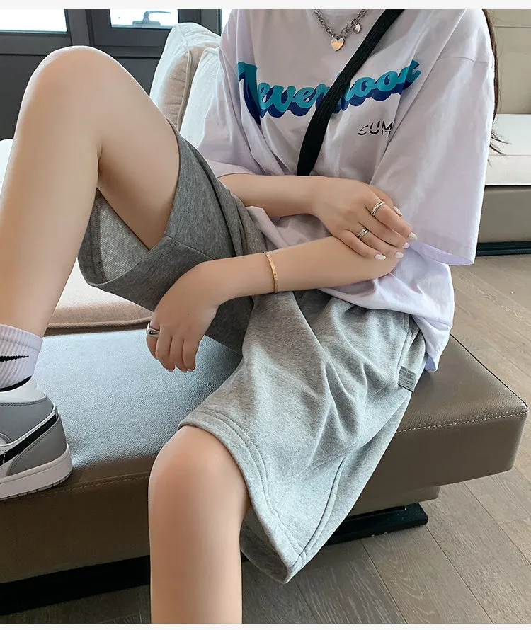 Wjczt Harajuku BF Cool Sport Shorts Women Summer Couple Short Pants Men Street Loose Casual Beach Pants Black Light Gray M-XXL
