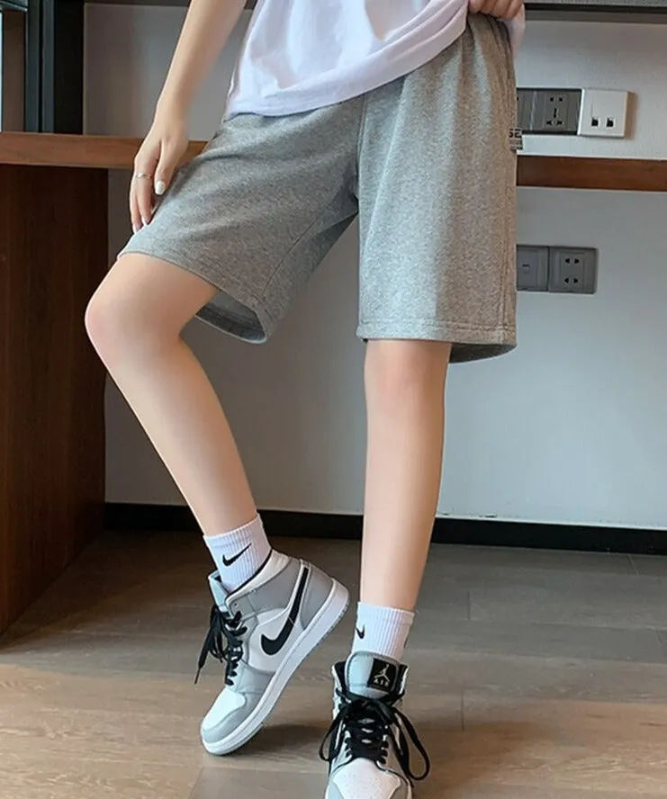 Wjczt Harajuku BF Cool Sport Shorts Women Summer Couple Short Pants Men Street Loose Casual Beach Pants Black Light Gray M-XXL