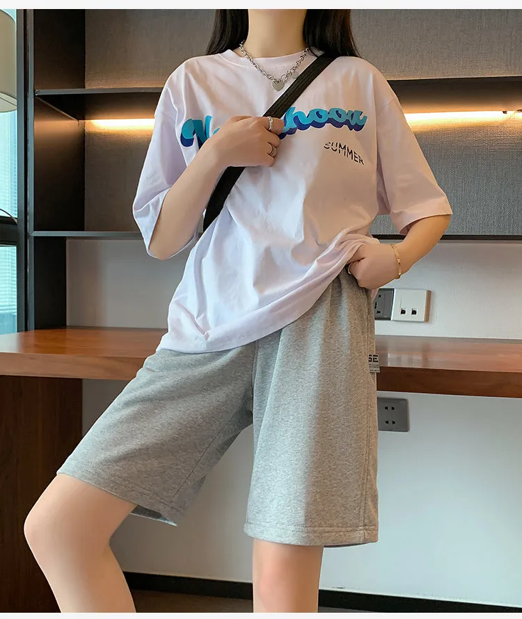 Wjczt Harajuku BF Cool Sport Shorts Women Summer Couple Short Pants Men Street Loose Casual Beach Pants Black Light Gray M-XXL