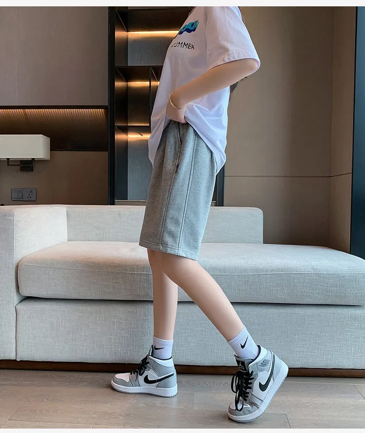 Wjczt Harajuku BF Cool Sport Shorts Women Summer Couple Short Pants Men Street Loose Casual Beach Pants Black Light Gray M-XXL