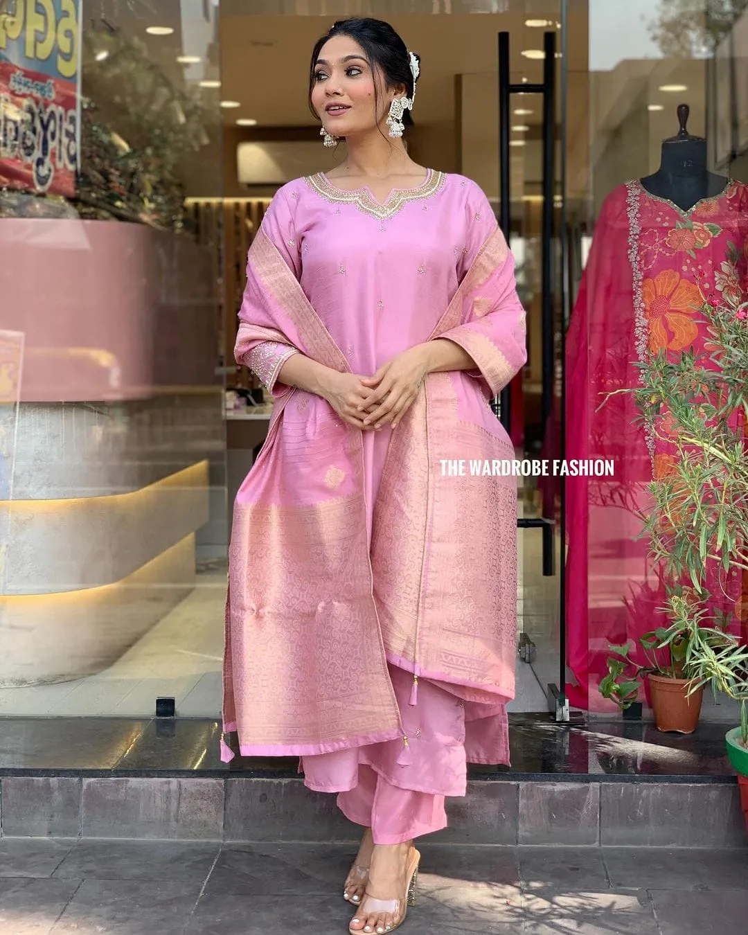 Women's Designer Heavy Banana Chanderi Silk Anarkali Salwar Suit