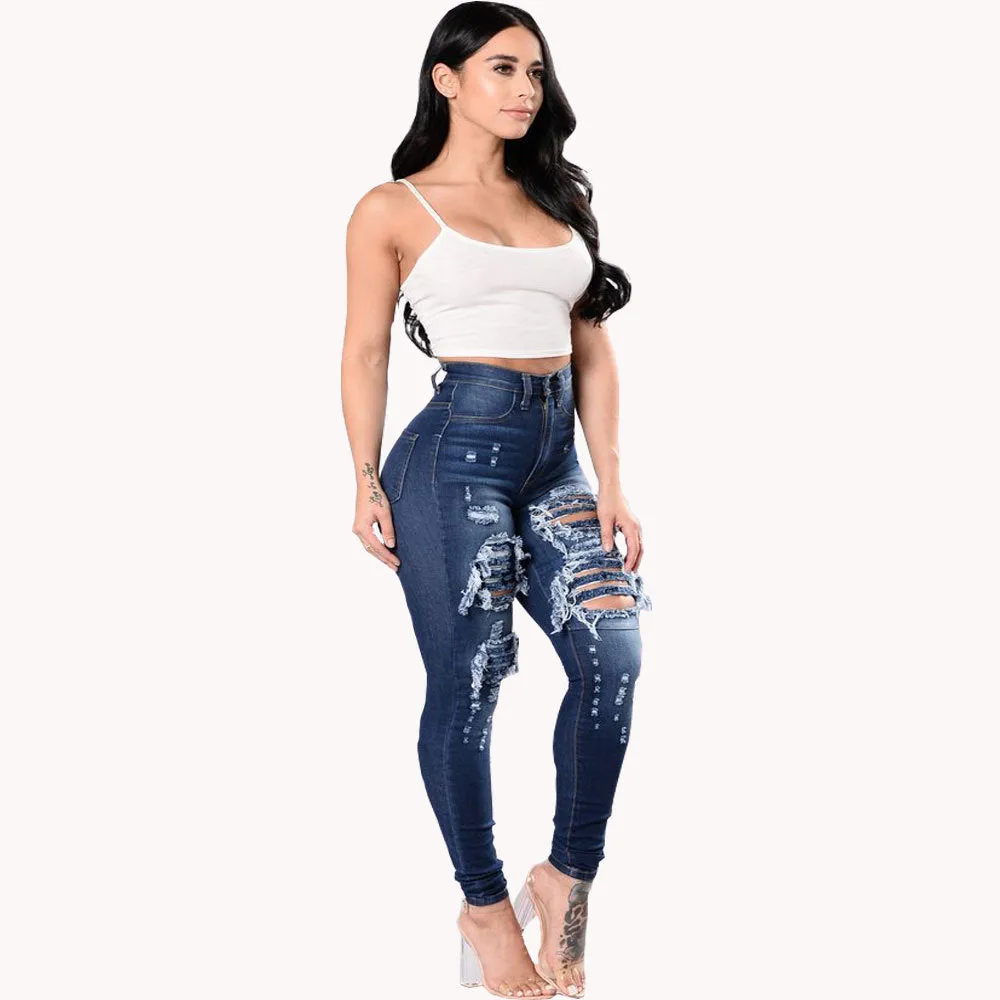 Women's Stylish Washed Ripped Jeans - GlamzLife