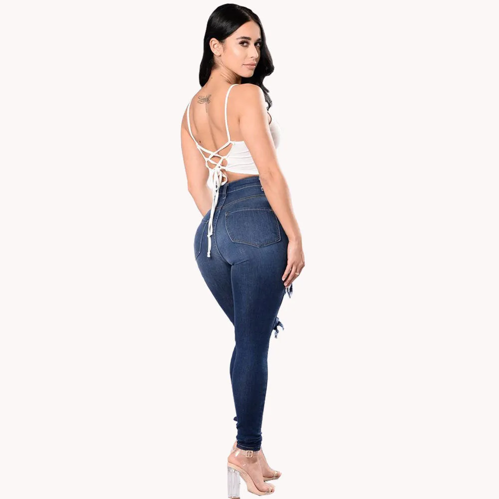 Women's Stylish Washed Ripped Jeans - GlamzLife