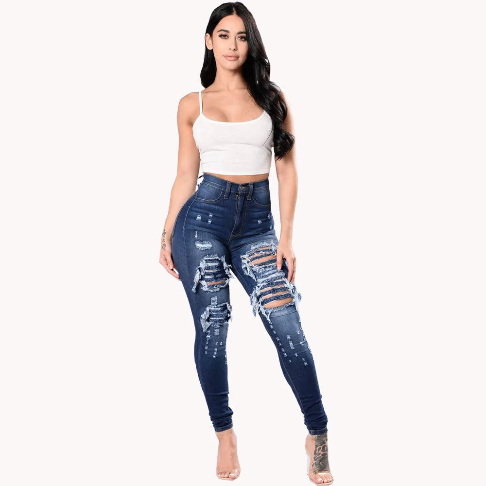 Women's Stylish Washed Ripped Jeans - GlamzLife