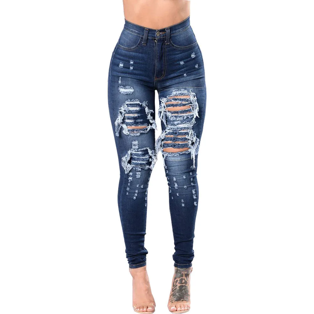 Women's Stylish Washed Ripped Jeans - GlamzLife